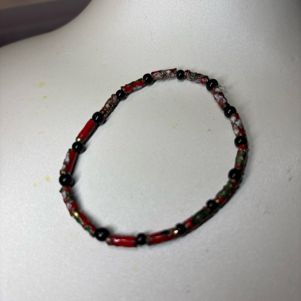 Elegant Cloisonné  Chinese traditional style Red Beaded Bracelet